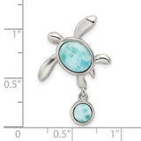 Sterling Silver Turtle Pendant with Larimar Gemstone, Ocean-Inspired Coastal Jewelry for Women