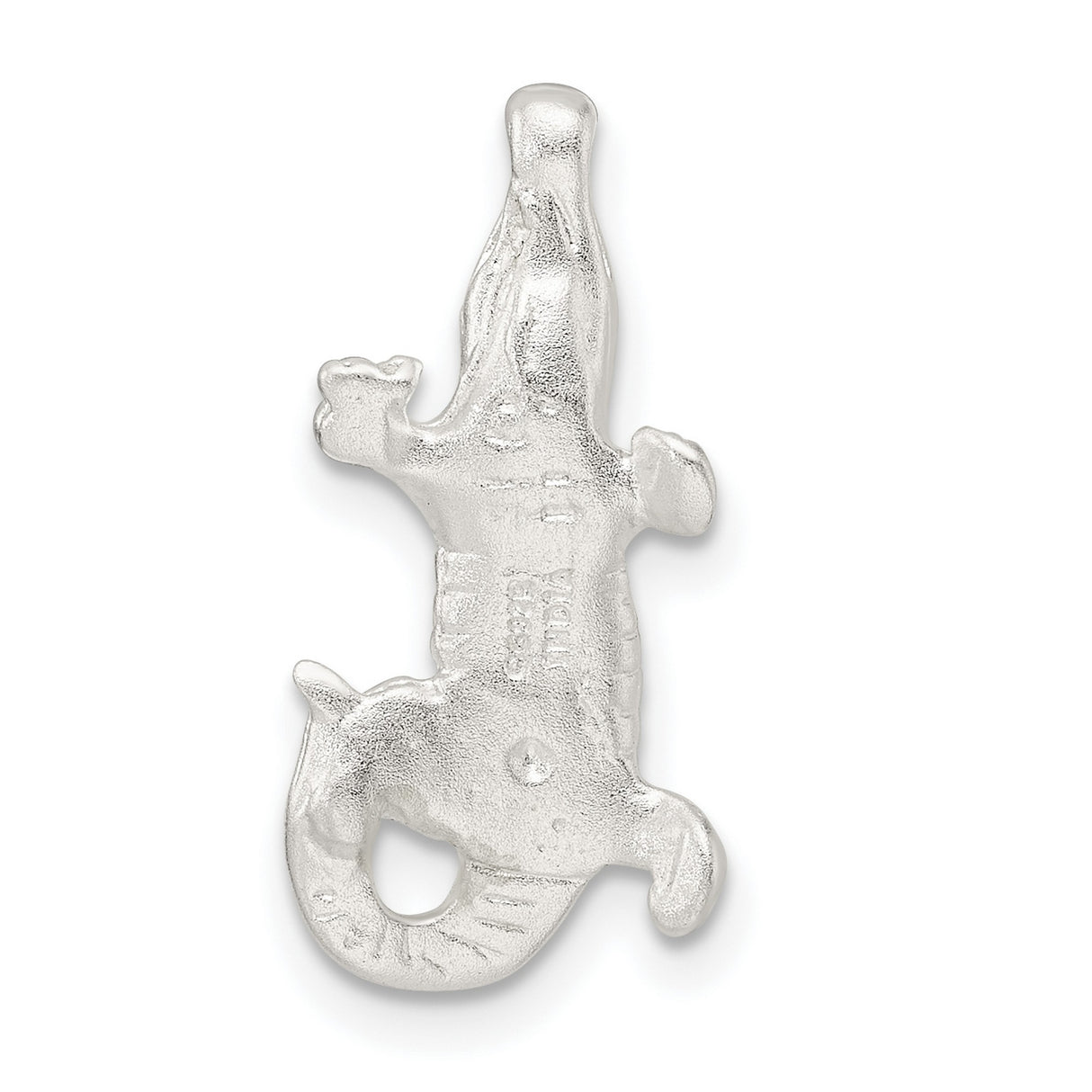 Sterling Silver Alligator Pendant, Textured Reptile Charm, Jungle Animal Wildlife Style