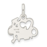 Sterling Silver Cheer Megaphone Pendant with I Heart to Cheer Design for Women and Girls