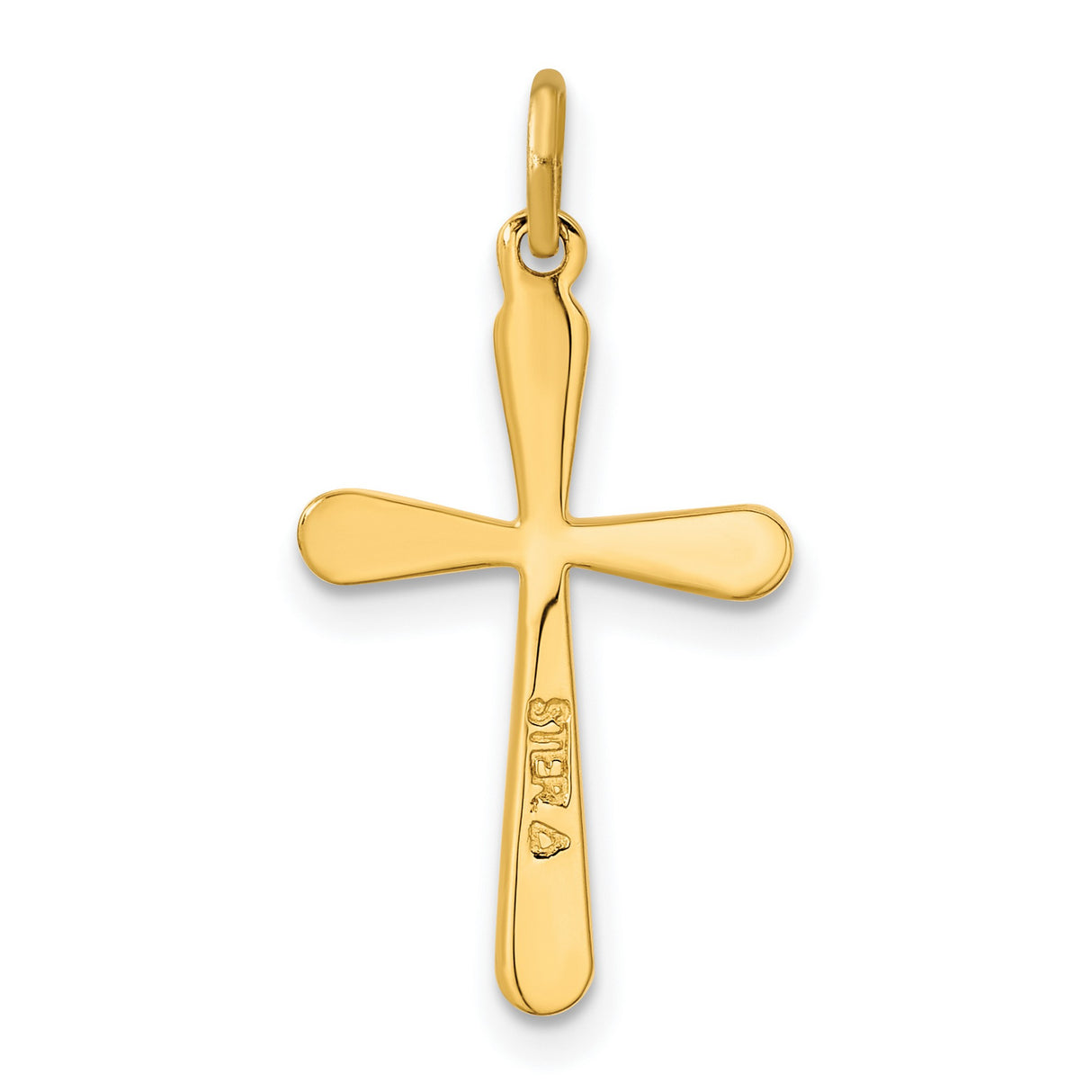 Gold Plated Polished Round Tapered Ends Cross Charm Pendant in Real 925 Sterling Silver