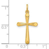 Gold Plated Polished Round Tapered Ends Cross Charm Pendant in Real 925 Sterling Silver