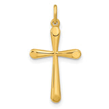 Gold Plated Polished Round Tapered Ends Cross Charm Pendant in Real 925 Sterling Silver