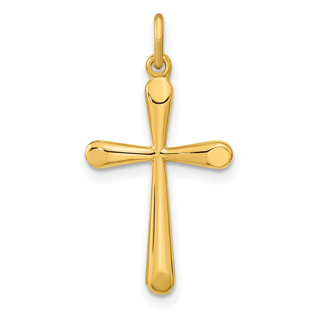 Gold Plated Polished Round Tapered Ends Cross Charm Pendant in Real 925 Sterling Silver