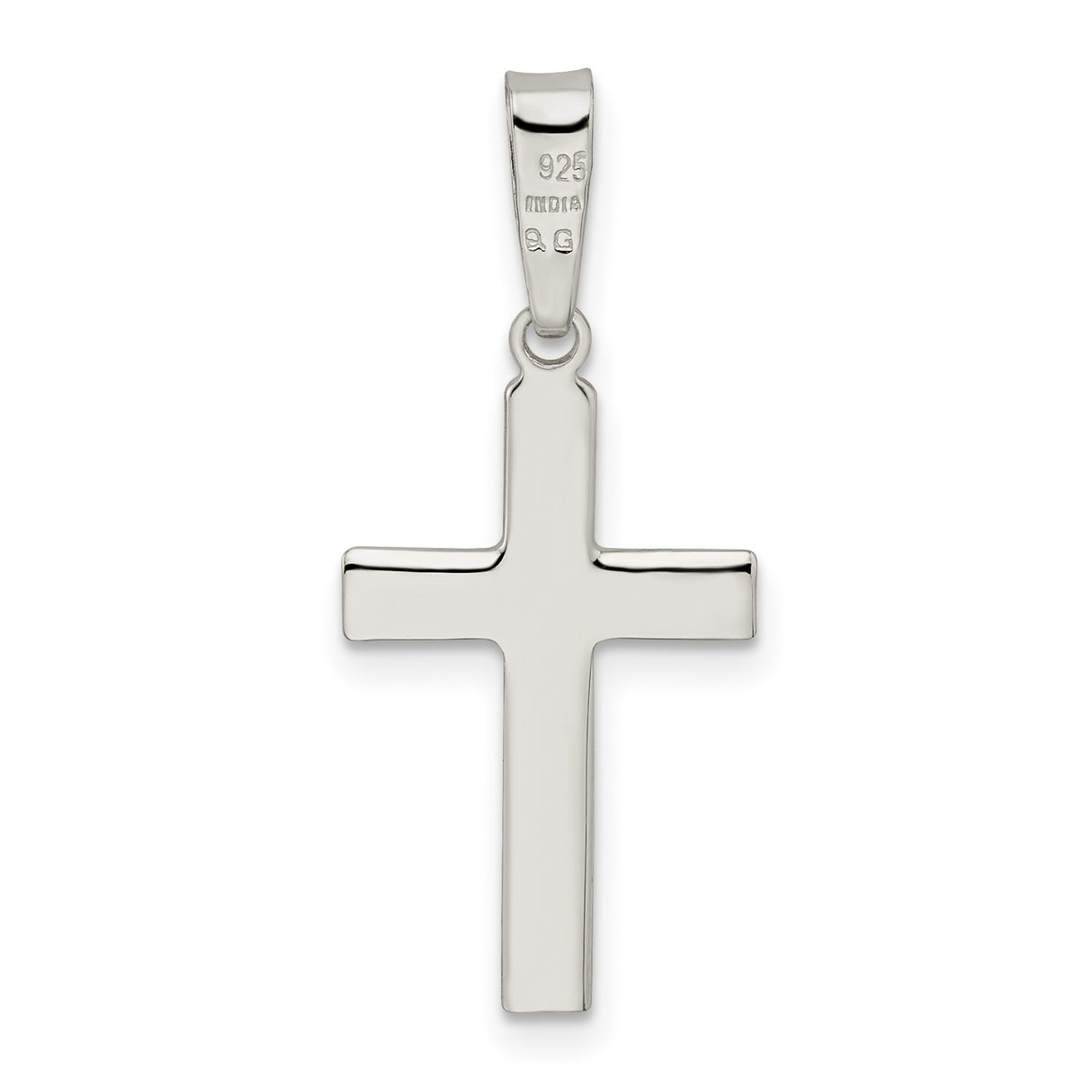 Sterling Silver Cross Pendant with Polished Finish, Satin Texture, Milgrain Detail