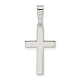 Sterling Silver Cross Pendant with Polished Finish, Satin Texture, Milgrain Detail