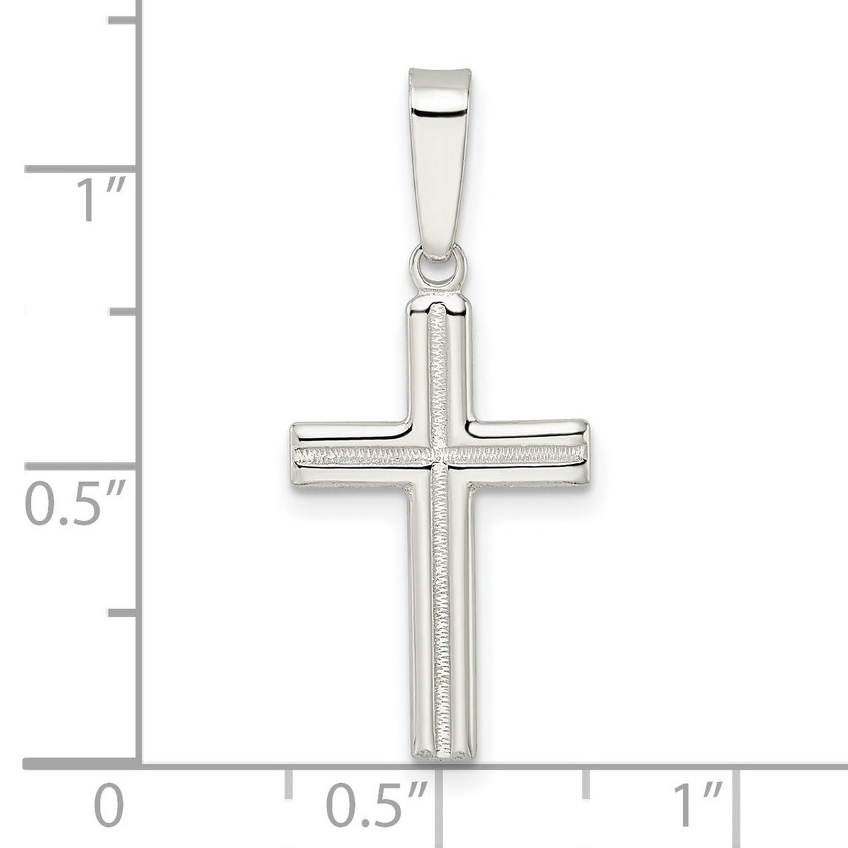 Sterling Silver Cross Pendant with Polished Finish, Satin Texture, Milgrain Detail