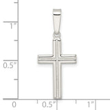 Sterling Silver Cross Pendant with Polished Finish, Satin Texture, Milgrain Detail