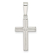 Sterling Silver Cross Pendant with Polished Finish, Satin Texture, Milgrain Detail
