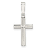 Sterling Silver Cross Pendant with Polished Finish, Satin Texture, Milgrain Detail
