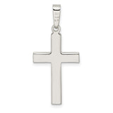 Sterling Silver Latin Cross Pendant with Satin Etched Finish, Polished Modern Unisex Faith Design
