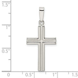 Sterling Silver Latin Cross Pendant with Satin Etched Finish, Polished Modern Unisex Faith Design