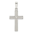 Sterling Silver Latin Cross Pendant with Satin Etched Finish, Polished Modern Unisex Faith Design