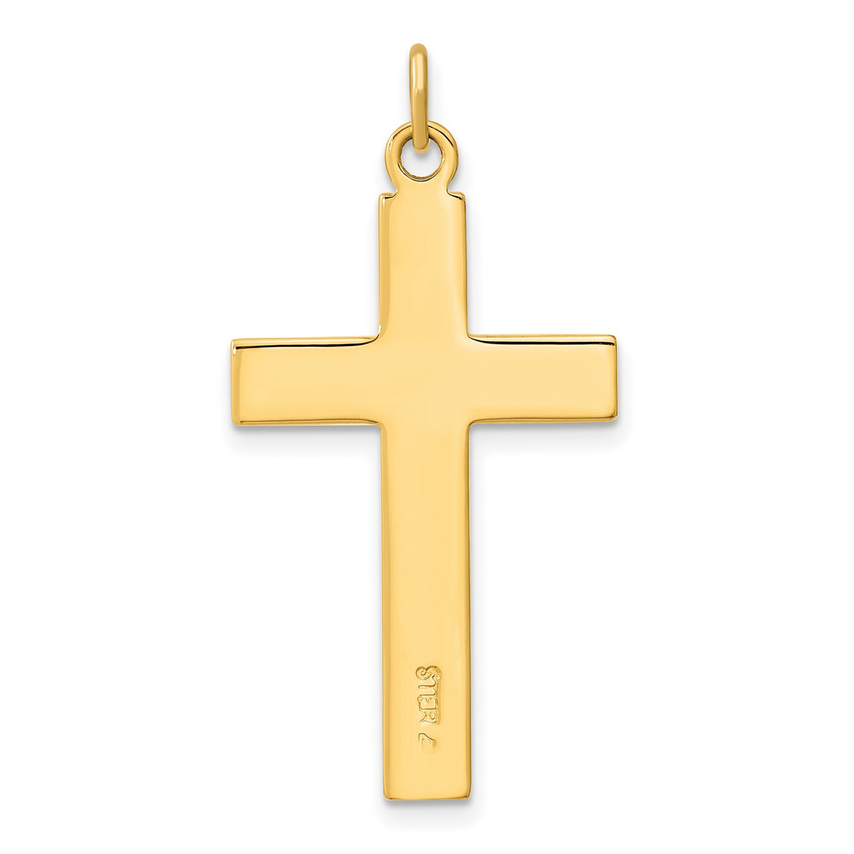 Gold Plated Polished and Satin Double Cross Charm Pendant in Real 925 Sterling Silver