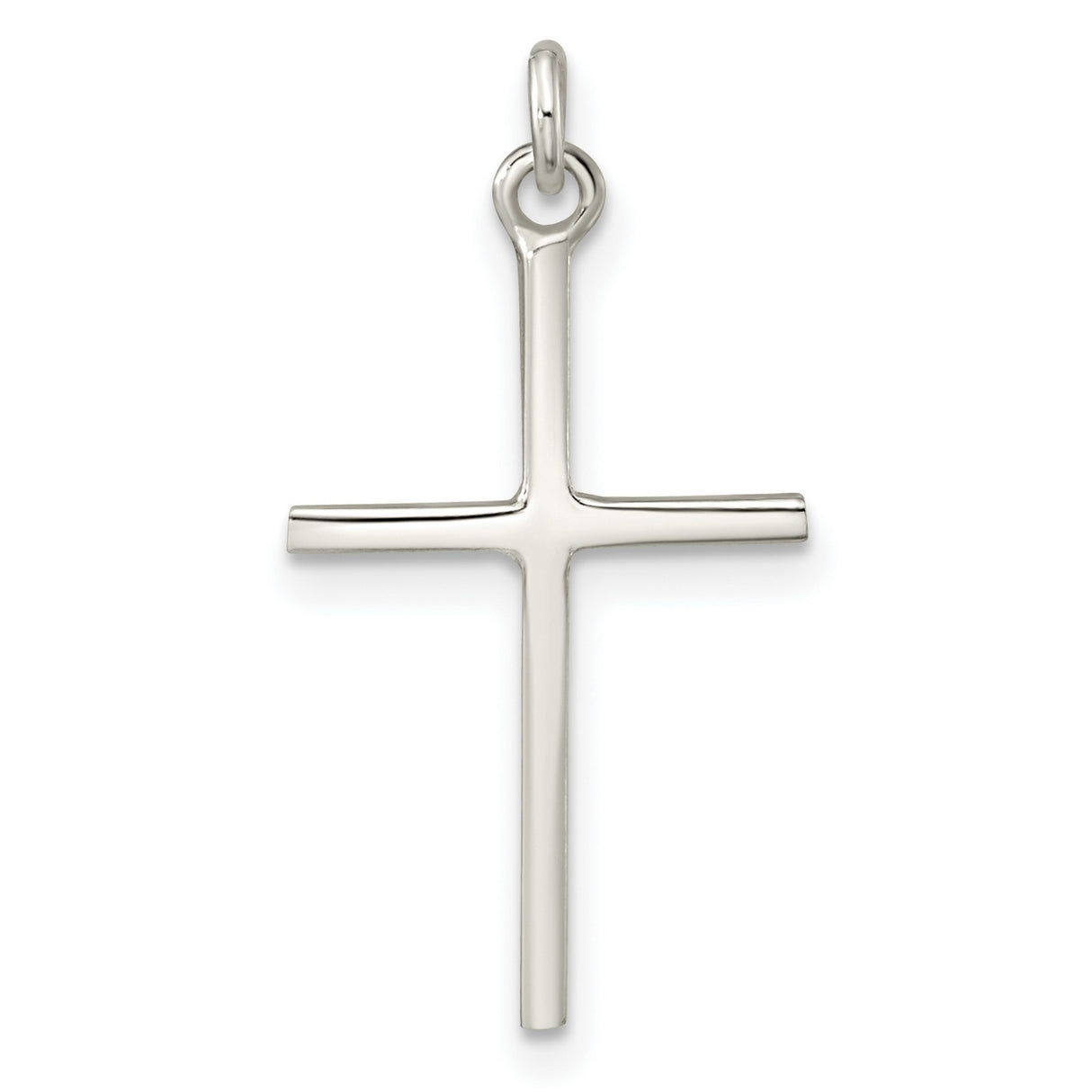 Sterling Silver Cross Pendant with Polished Finish, Minimalist Faith Design for Men and Women