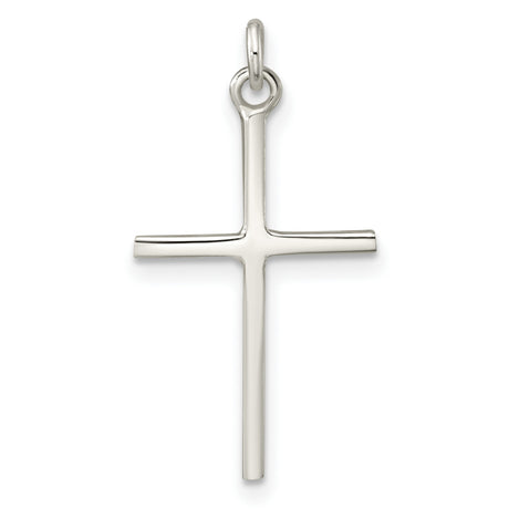 Sterling Silver Cross Pendant with Polished Finish, Minimalist Faith Design for Men and Women