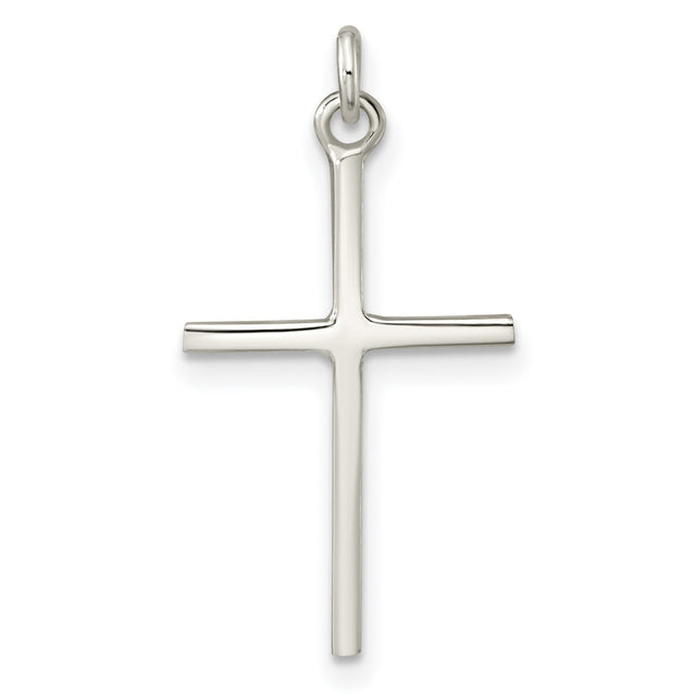Sterling Silver Cross Pendant with Polished Finish, Minimalist Faith Design for Men and Women