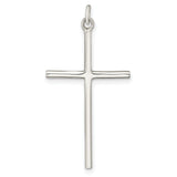 Sterling Silver Cross Pendant, Sleek Modern Religious Charm for Men and Women