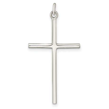Sterling Silver Cross Pendant, Sleek Modern Religious Charm for Men and Women