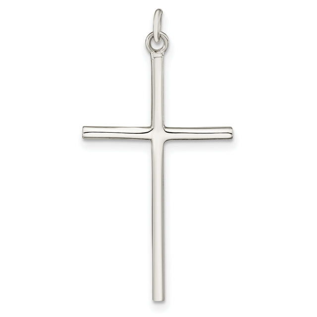 Sterling Silver Cross Pendant, Sleek Modern Religious Charm for Men and Women