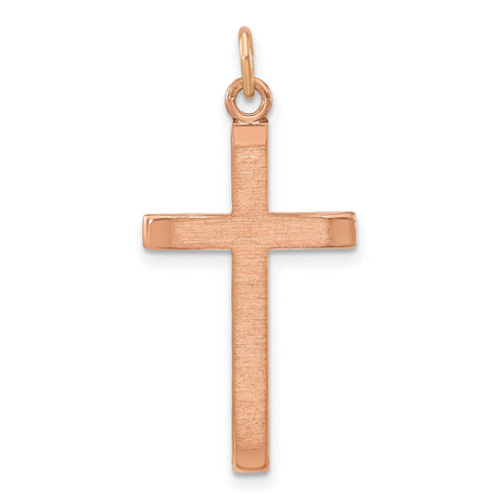 Sterling Silver Cross Pendant with Brushed and Polished Finish, Rose Gold Tone, Unisex Spiritual Charm