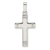 Sterling Silver Latin Cross Pendant with Rope Detailing and Mirror Finish