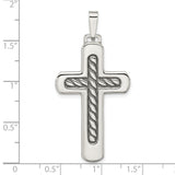 Sterling Silver Cross Pendant with Twisted Rope Detail and Textured Finish