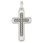 Sterling Silver Cross Pendant with Twisted Rope Detail and Textured Finish