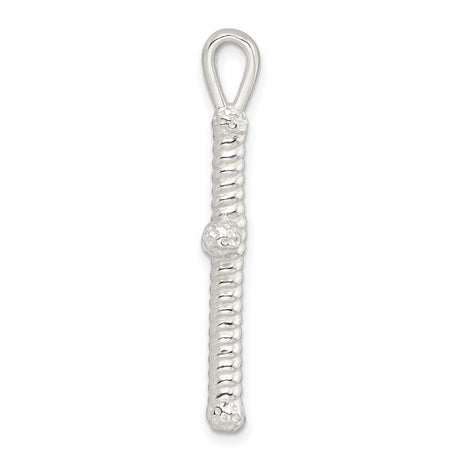 Sterling Silver Twisted Rope Cross Pendant with Textured Hollow Latin Design