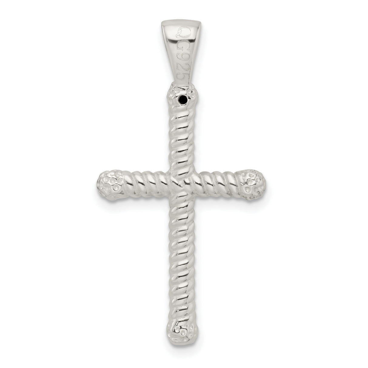 Sterling Silver Twisted Rope Cross Pendant with Textured Hollow Latin Design