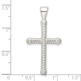 Sterling Silver Twisted Rope Cross Pendant with Textured Hollow Latin Design