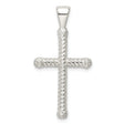 Sterling Silver Twisted Rope Cross Pendant with Textured Hollow Latin Design