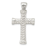 Sterling Silver Cross Pendant with Twisted Rope Texture and Mirror Finish for Men and Women