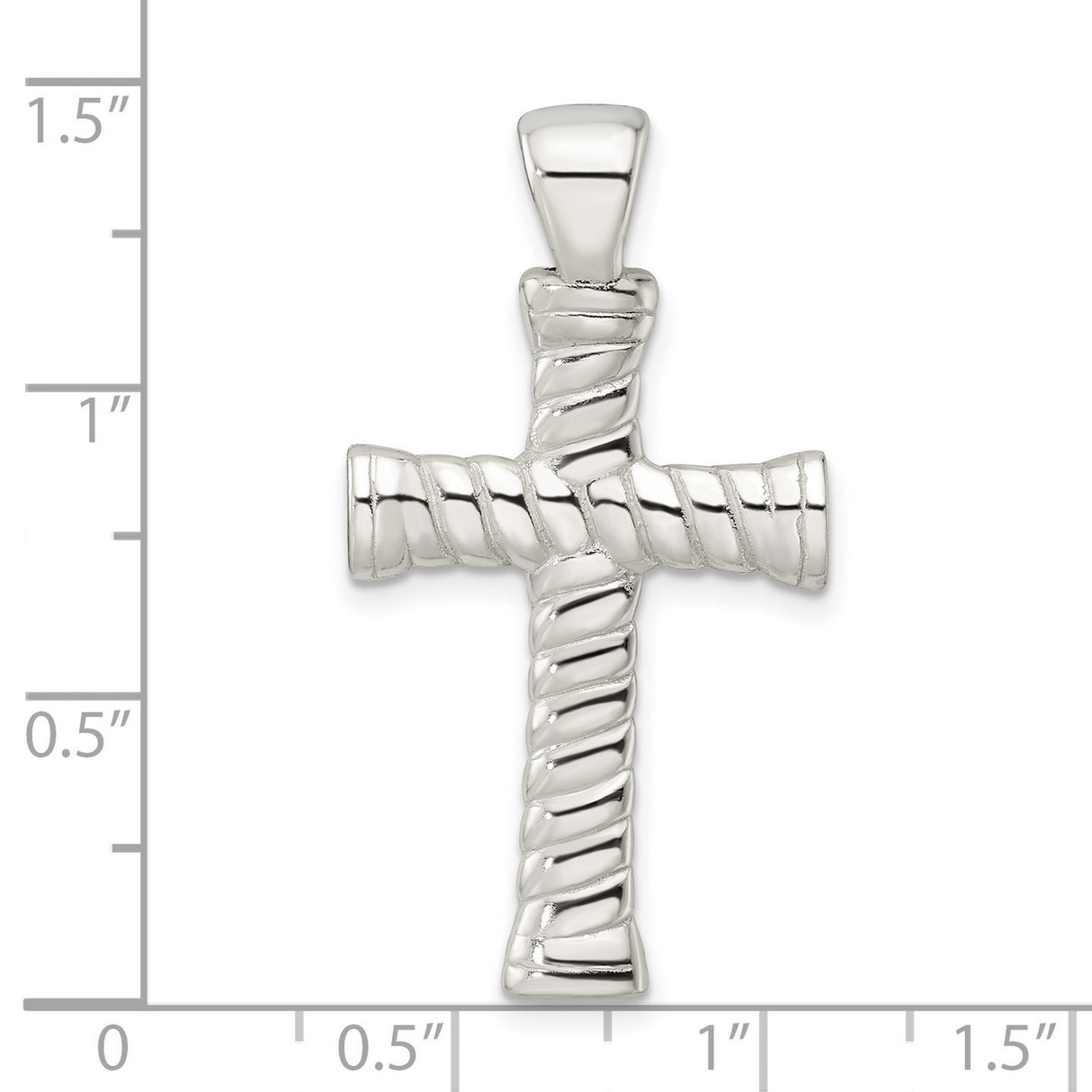 Sterling Silver Cross Pendant with Twisted Rope Texture and Mirror Finish for Men and Women