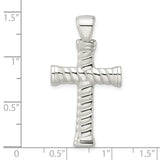 Sterling Silver Cross Pendant with Twisted Rope Texture and Mirror Finish for Men and Women