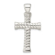 Sterling Silver Cross Pendant with Twisted Rope Texture and Mirror Finish for Men and Women