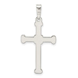 Sterling Silver Cross Pendant with Mirror Finish, Minimalist Geometric Design for Men and Women