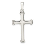Sterling Silver Cross Pendant with Mirror Finish, Minimalist Geometric Design for Men and Women