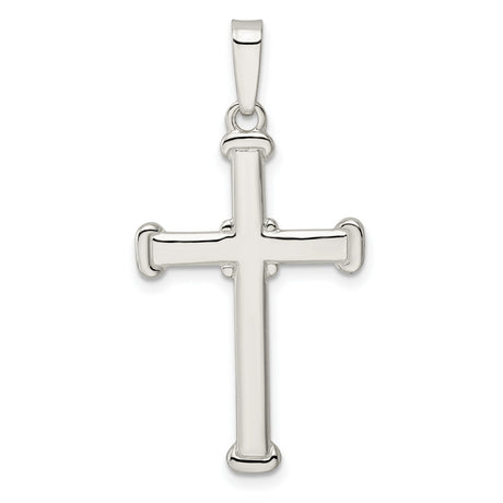 Sterling Silver Cross Pendant with Mirror Finish, Minimalist Geometric Design for Men and Women
