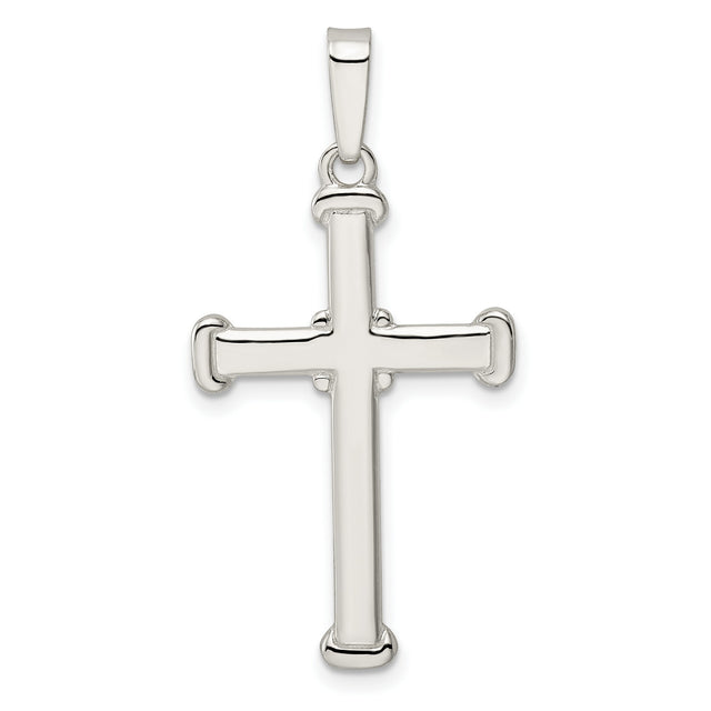 Sterling Silver Cross Pendant with Mirror Finish, Minimalist Geometric Design for Men and Women