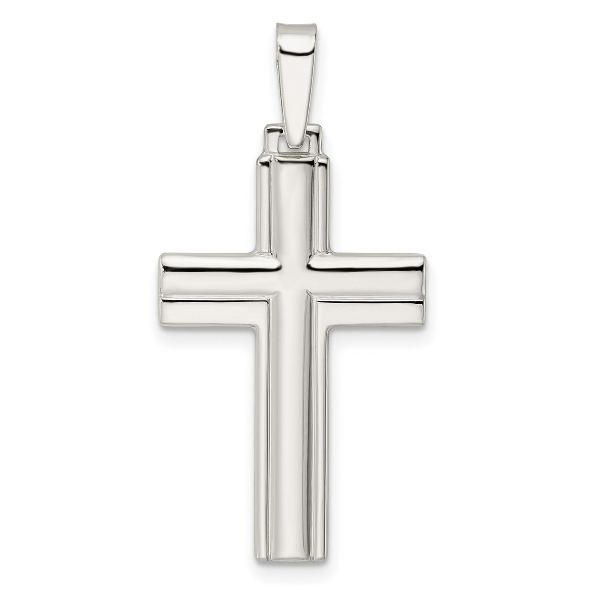 Sterling Silver Latin Cross Pendant, Minimalist Modern Religious Charm for Men and Women