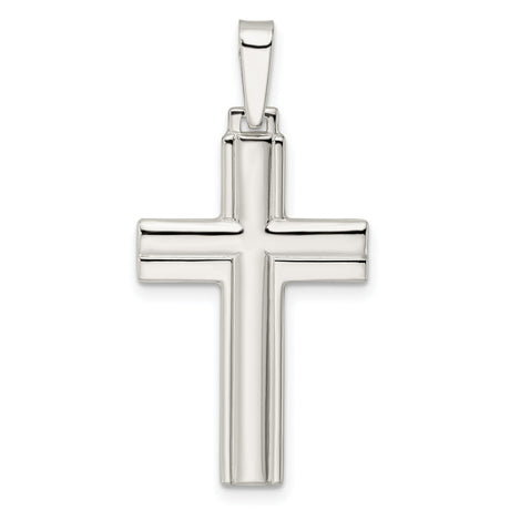 Sterling Silver Latin Cross Pendant, Minimalist Modern Religious Charm for Men and Women