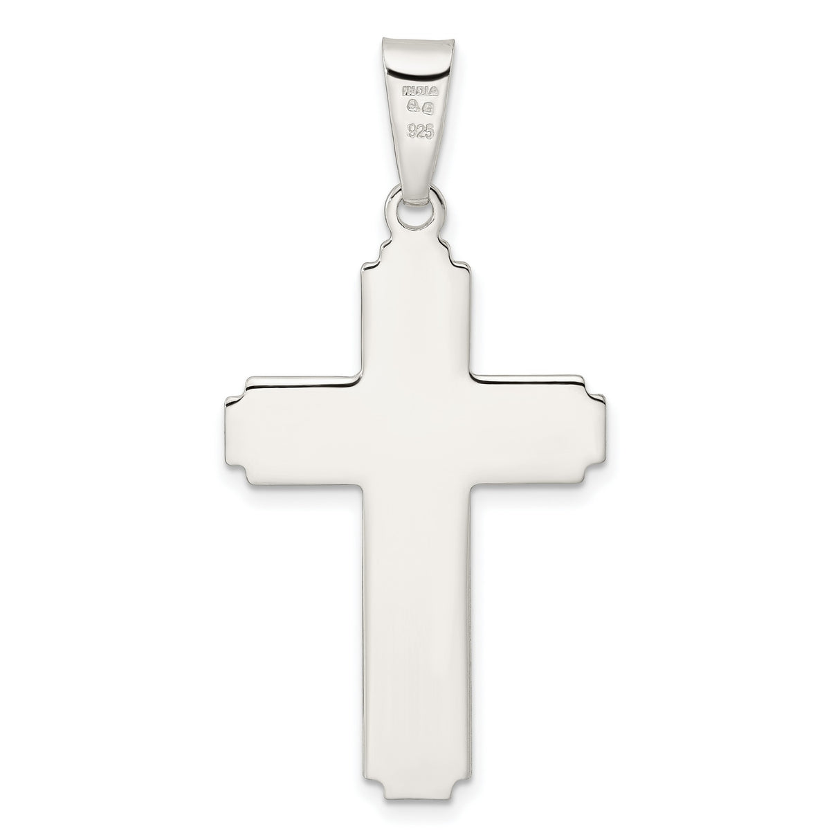 Sterling Silver Cross Pendant with Polished Layered Latin Design, Spiritual Jewelry for Men and Women