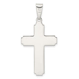 Sterling Silver Cross Pendant with Polished Layered Latin Design, Spiritual Jewelry for Men and Women