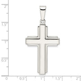 Sterling Silver Cross Pendant with Polished Layered Latin Design, Spiritual Jewelry for Men and Women