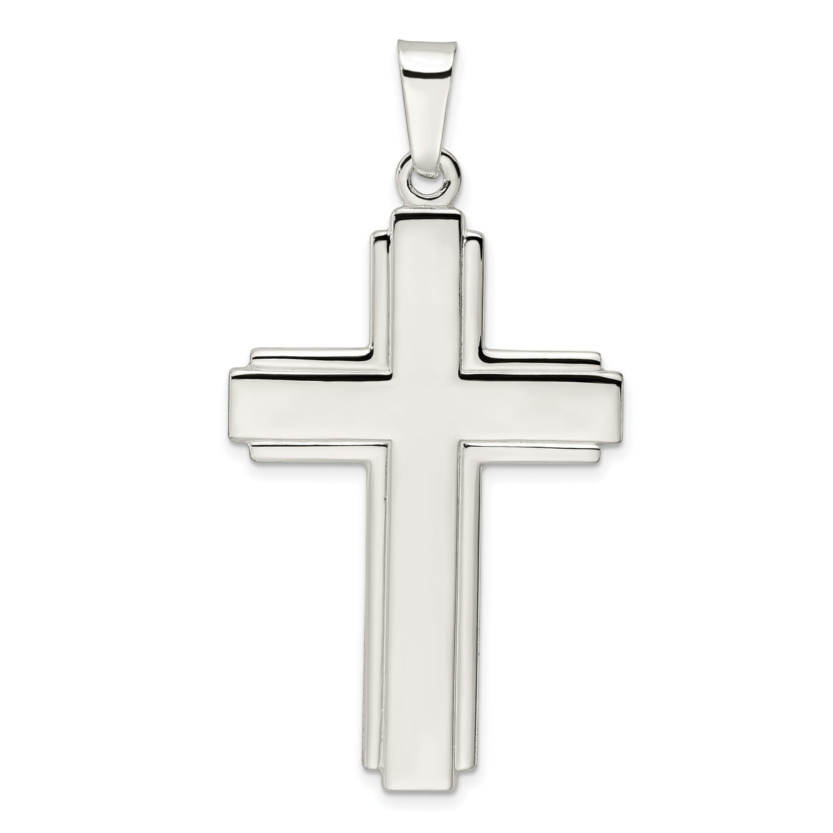 Sterling Silver Spiritual Cross Pendant, Modern Latin Cross Minimalist Design for Men and Women