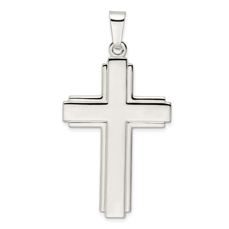 Sterling Silver Spiritual Cross Pendant, Modern Latin Cross Minimalist Design for Men and Women