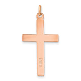 Sterling Silver Cross Pendant with Brushed and Polished Finish, Rose Gold Accents, Modern Religious Design