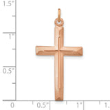 Sterling Silver Cross Pendant with Brushed and Polished Finish, Rose Gold Accents, Modern Religious Design