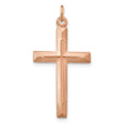 Sterling Silver Cross Pendant with Brushed and Polished Finish, Rose Gold Accents, Modern Religious Design