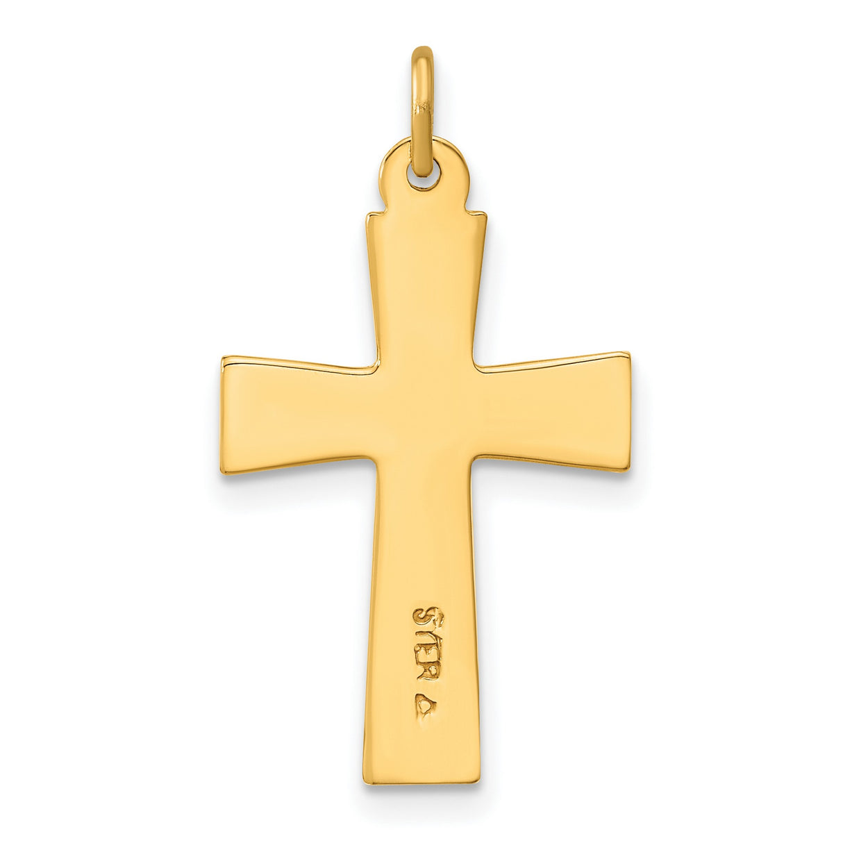 Gold Plated Polished Enameled Cross Charm Pendant in Real 925 Sterling Silver